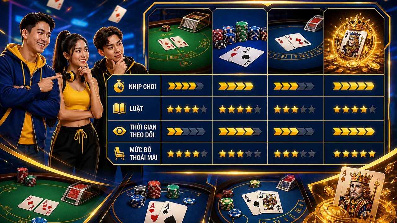 Chọn bàn theo nhịp chơi: cách chọn bàn bài king33 phù hợp cho người mới